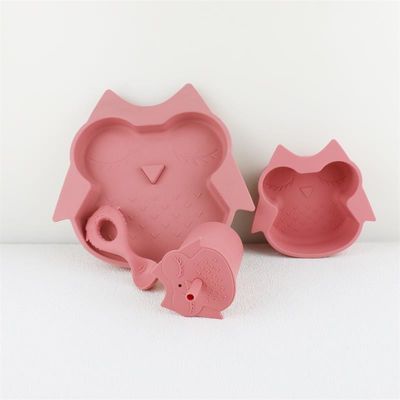전체 실리콘 빨대 덮개 3D 디자인 가벼운 실리콘 아기 식기 세트