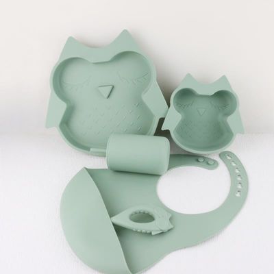 전체 실리콘 빨대 덮개 3D 디자인 가벼운 실리콘 아기 식기 세트