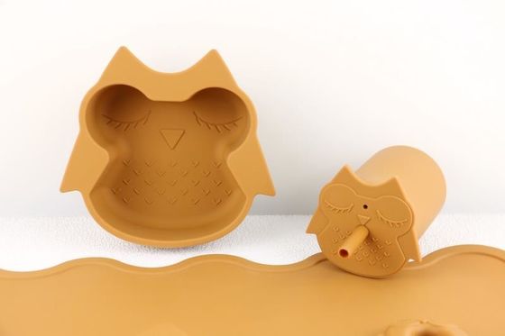 전체 실리콘 빨대 덮개 3D 디자인 가벼운 실리콘 아기 식기 세트