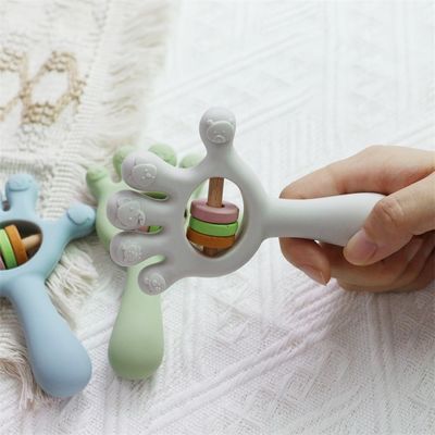 부드러운 아기 실리콘 치아 험난한 손바닥 모양 장난감: BPA 무료, 비 독성, 씹을 수