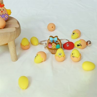 주문 인쇄 디자인과 함께 실리콘 치아 구슬 껍질 초점과 함께 실리콘 3D 부활절 계란