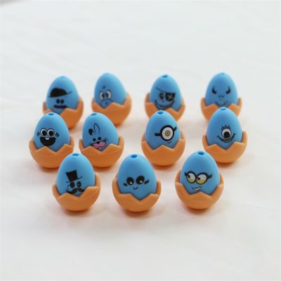 맞춤식 부활절 포컬 실리콘 모든 구슬 비 독성 실리콘 인쇄 부활절 계란 구슬 키 체인 제조