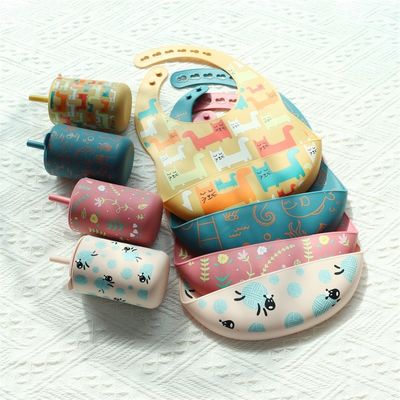 아기 훈련용 빨대로 된 실리콘 음료컵 BPA 무료 식품 등급 실리콘 새 고양이 컵