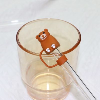 3D 만화 동물 디자인 실리콘 10mm 빨대 덮개