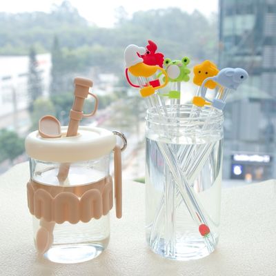 3D 만화 동물 디자인 실리콘 10mm 빨대 덮개