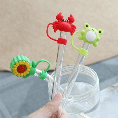 3D 만화 동물 디자인 실리콘 10mm 빨대 덮개