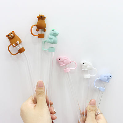 3D 만화 동물 디자인 실리콘 10mm 빨대 덮개