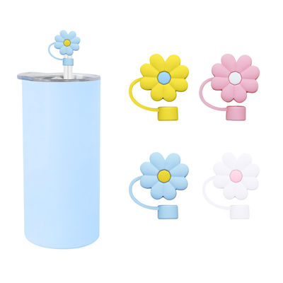 3D 꽃 디자인 실리콘 빨대 모자 100% BPA 무료 비 독성 안전 실리콘 톱퍼 컵 빨대