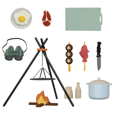 사용자 지정 로고 19 PC 실리콘 가상의 BBQ 그릴 놀이 부엌 요리 장난감 미니 셰프 바베큐 롤 플레이 세트 어린이 부엌 장난감 선물