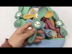 부드러운 귀여운 판다 방식 실리콘은 아기 아이들을 위해 분기하고, 숟가락으로 뜹니다